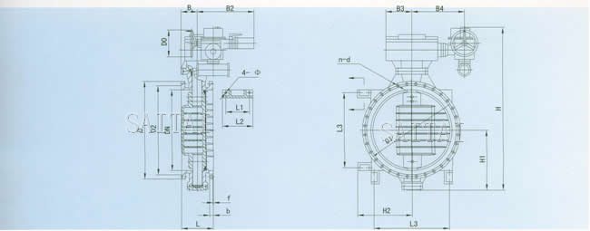 梳齿式调节蝶阀外形尺寸图