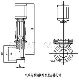 ZYH673气动刀型闸阀结构图