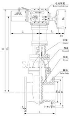 电动暗杆楔式闸阀总装图