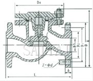 H41W/H/Y型PN2.5-10.0MPa 法兰升降式止回阀外形尺寸图